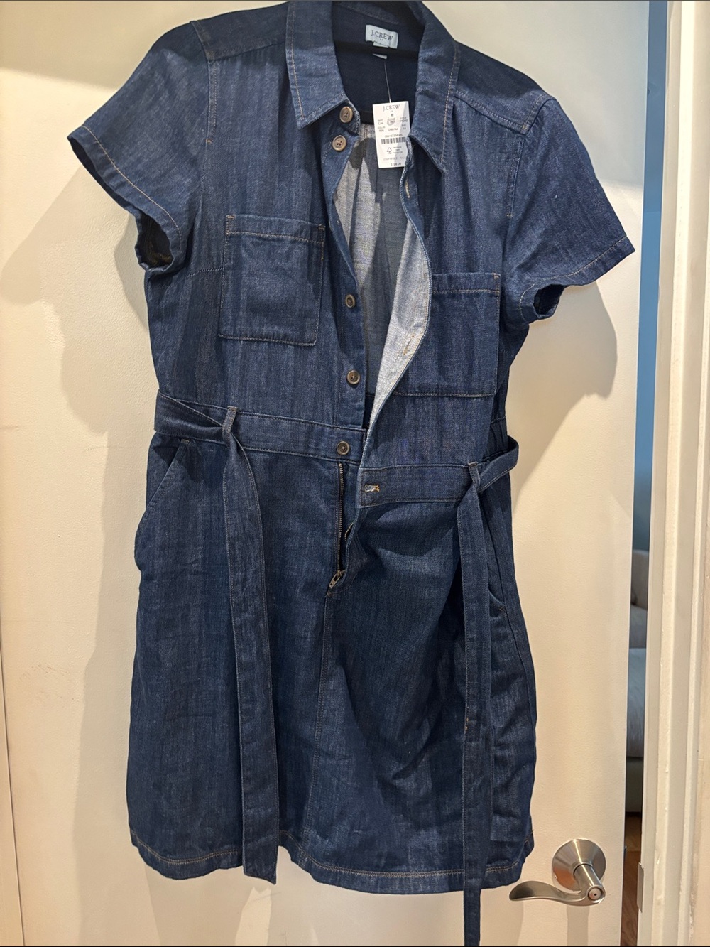 J. Crew Denim Mini Shirt Dress in Dark Blue